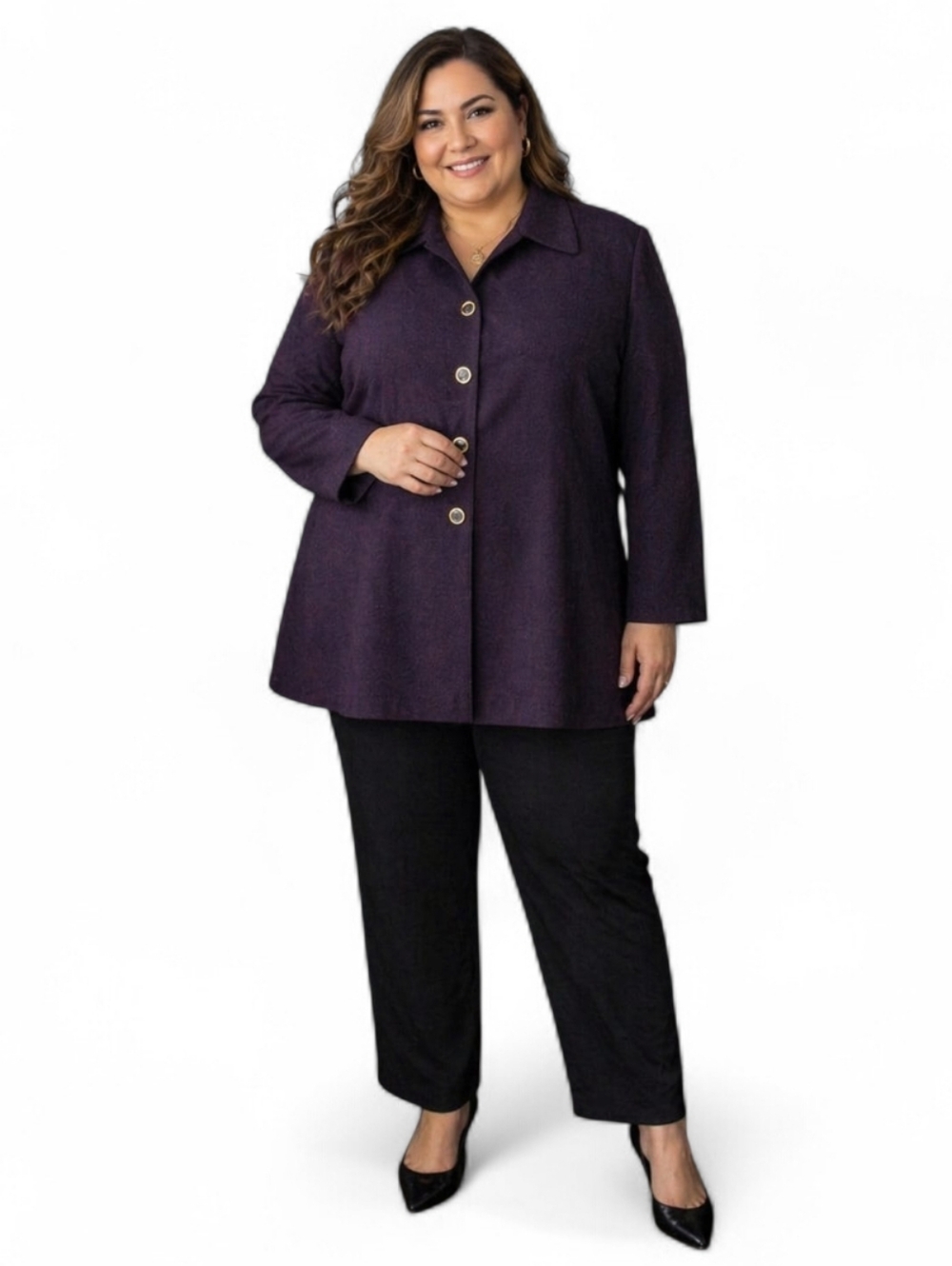HUCKE European Vintage Purple Textured Button Down Blazer Jacket Plus SZ 22(2X)